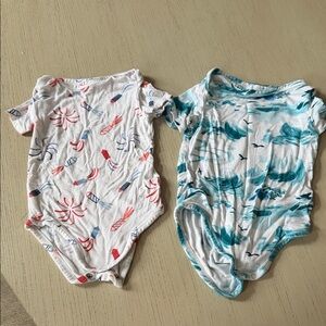 Angel Dear Fourth of July and Ocean Print Bodysuit set